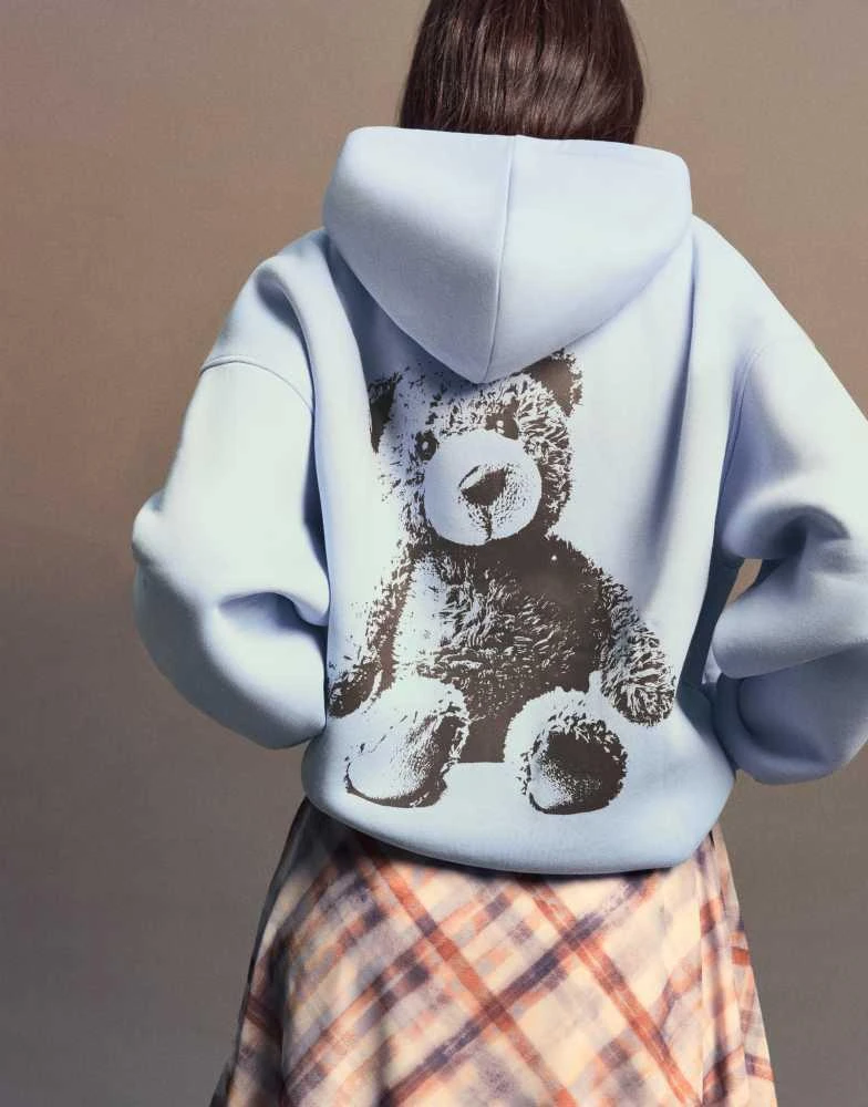 Bershka Bershka Printed hoodie in light yellow 2