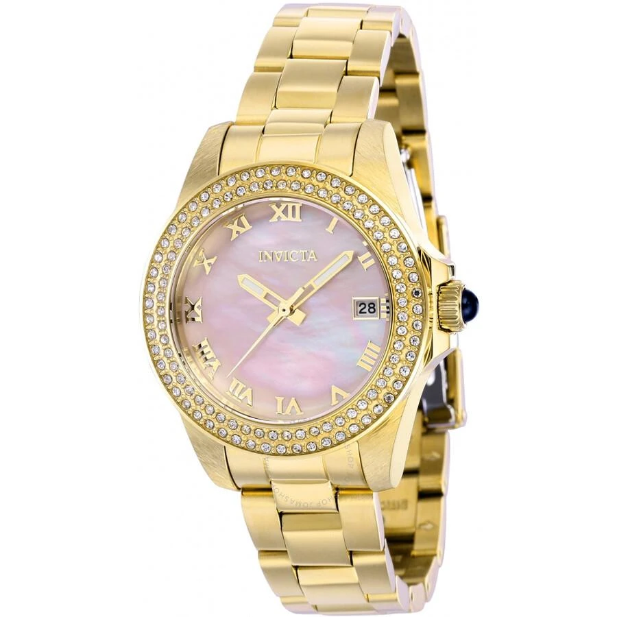 Invicta Angel Date Quartz Crystal Pink Dial Ladies Watch 41551 1