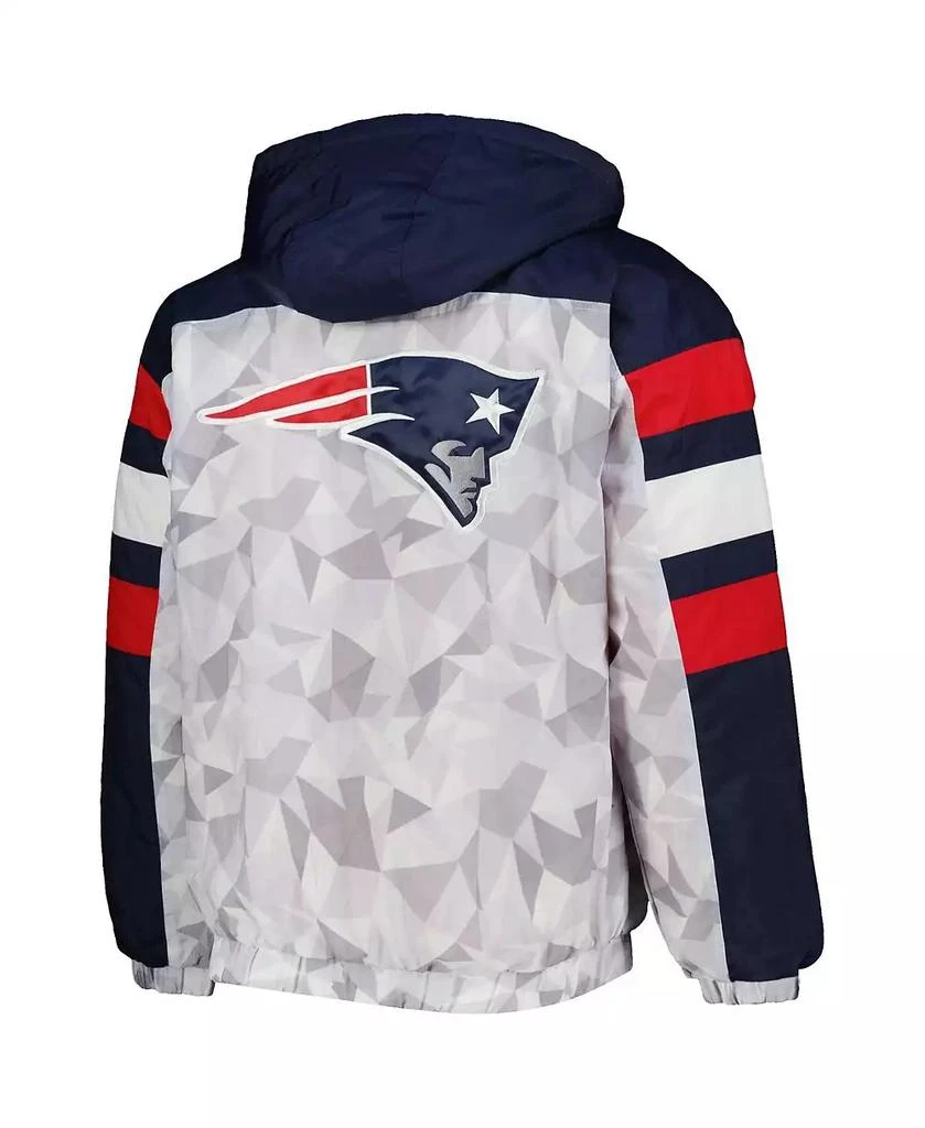 Starter Men's White, Navy New England Patriots Thursday Night Gridiron Raglan Half-Zip Hooded Jacket 3