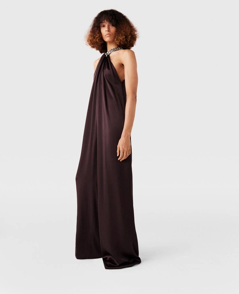 Stella McCartney Stella McCartney - Chain Halterneck Satin Jumpsuit, Woman, Chocolate brown, Size: 40 1