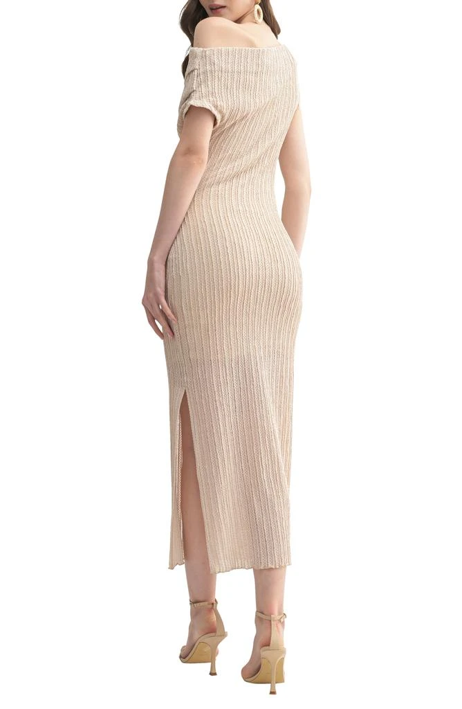 Lush Asymmetric Off the Shoulder Knit Body-Con Dress 2