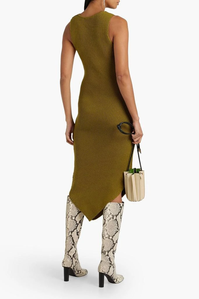 Equipment Lucasse asymmetric ribbed cotton-blend midi dress 3