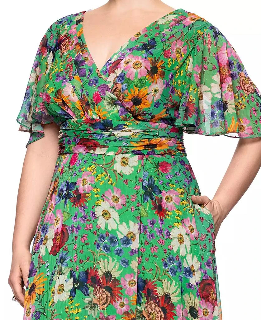 Betsy 
Adam Plus Size Floral-Print Flutter-Sleeve A-Line Dress 3