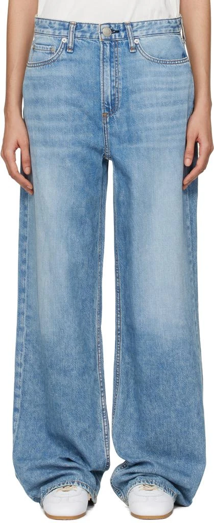 Rag & Bone Blue 'The Logan' Mid-Rise Wide Leg Jeans