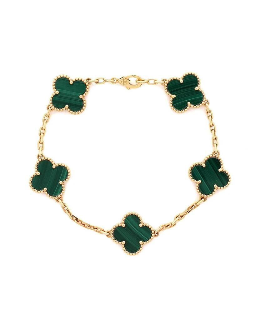 Pre-Owned Van Cleef
Arpels Vintage-Like Alhambra 5 Motifs Bracelet 18K Gold and Malachite 1