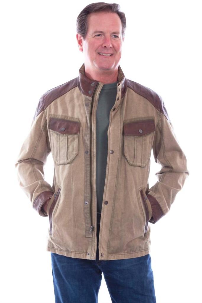 Scully Scully - Men's Canvas Jacket With Leather Trim