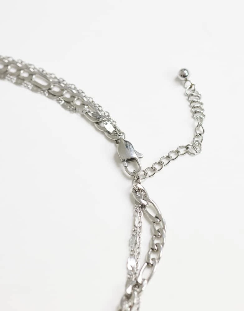 Topshop Topshop Nyle stainless steel multi chain necklace with pendants in silver 3