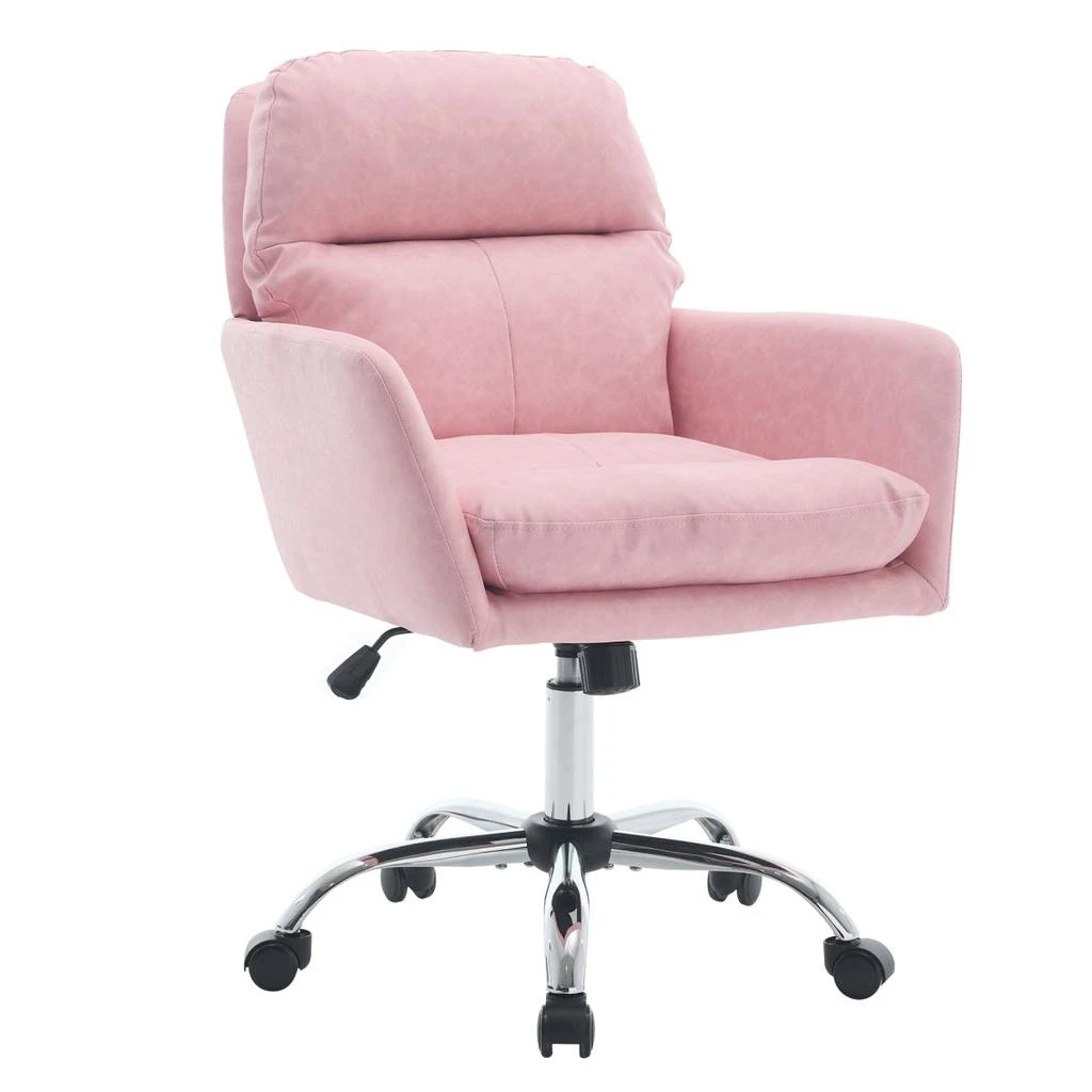 Streamdale Furniture Streamdale Office chair, PU leather, adjustable height, Black base, pink. 2