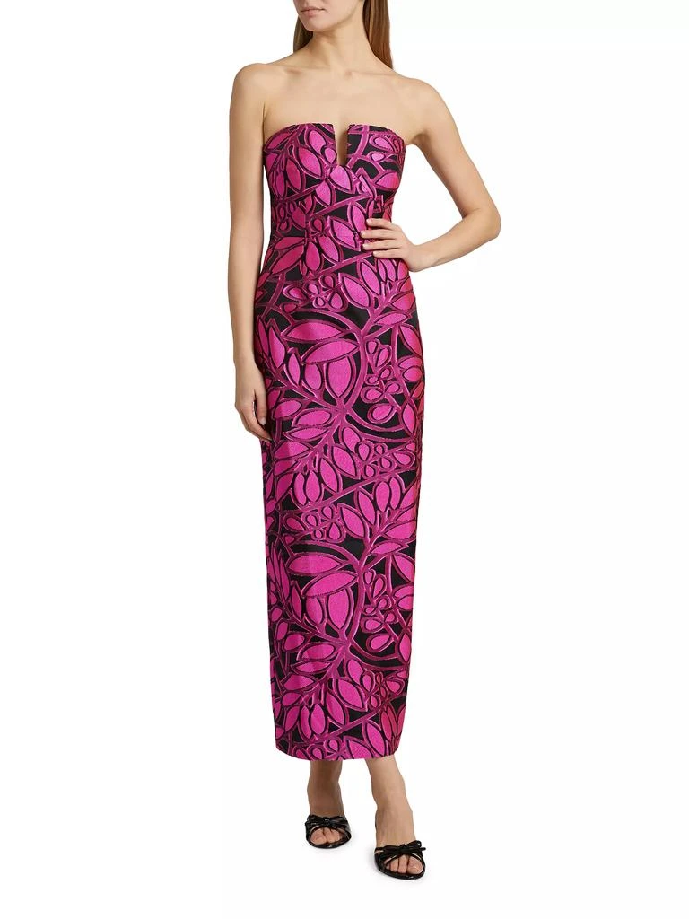 Milly Judith Pink Palm Jacquard Dress 2