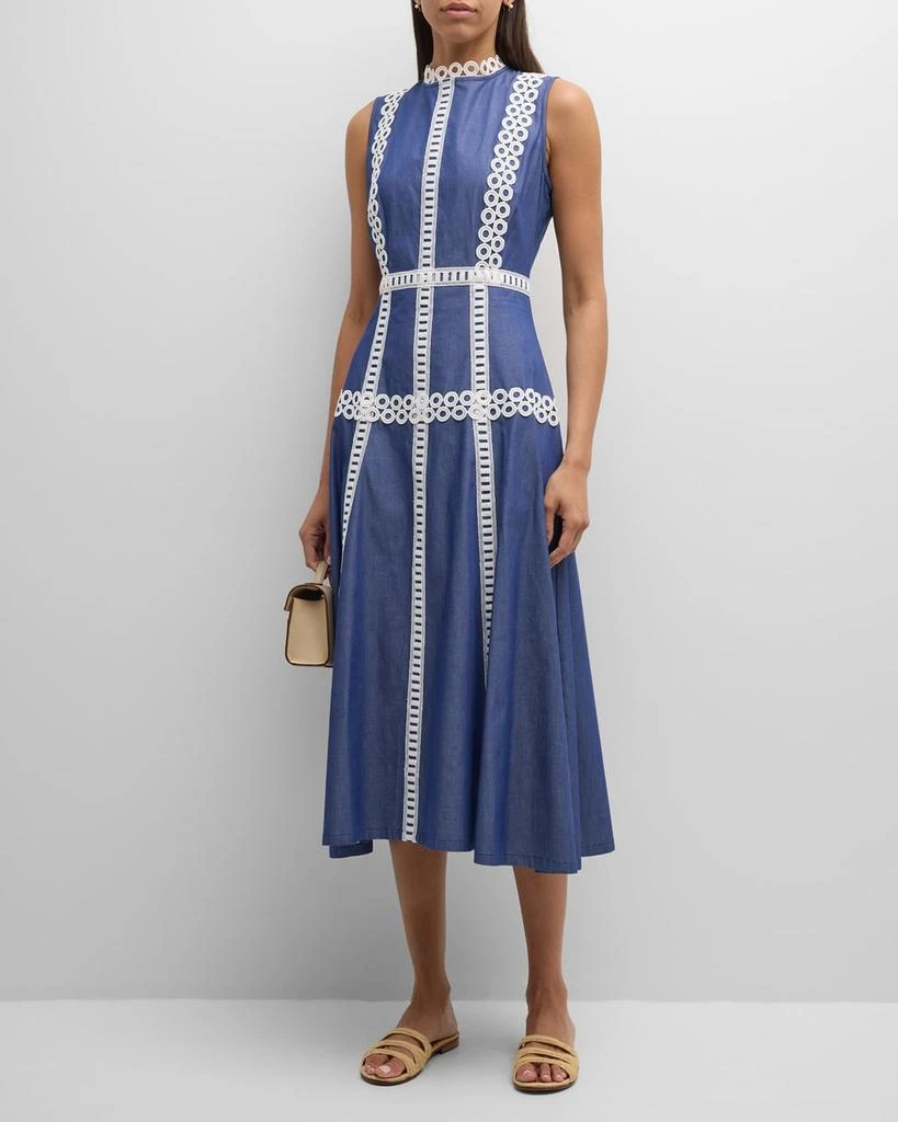 Misook Woven Eyelet-Trim Cotton Maxi Fit & Flare Dress - Modern Fit 2