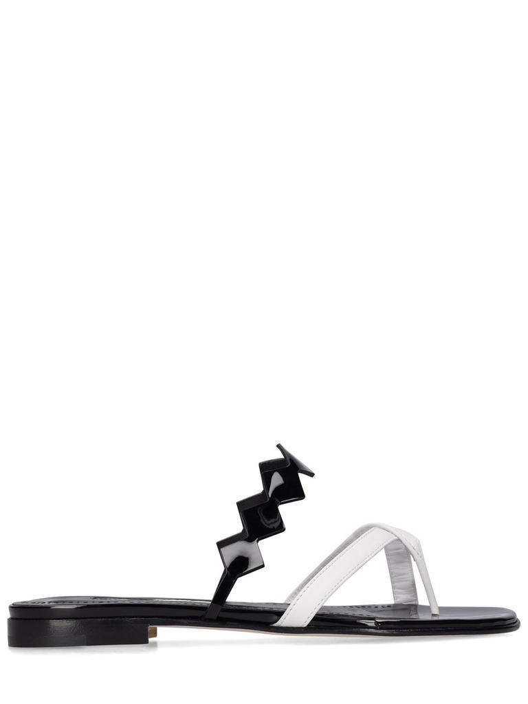 MANOLO BLAHNIK 10mm Sulafa Leather Flat Sandals