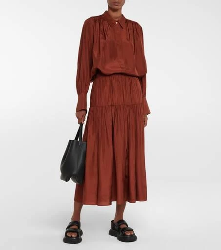 Joseph Safina pleated silk midi skirt 2