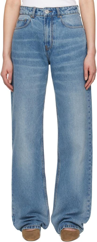 AMI Blue Cotton Large Fit Jeans 1