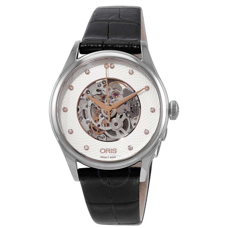 Oris Artelier Automatic Diamond Silver Skeleton Dial Ladies Watch 01 560 7724 4031-07 5 17 64FC
