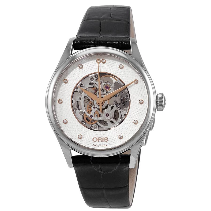 Oris Artelier Automatic Diamond Silver Skeleton Dial Ladies Watch 01 560 7724 4031-07 5 17 64FC 1