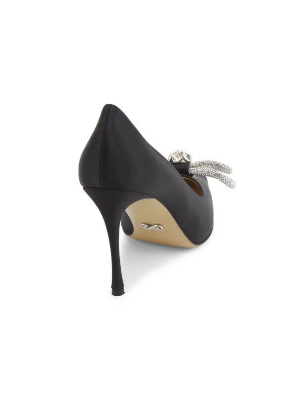 Mach & Mach 90MM Rhinestone Embellished Bow Satin Pumps 3