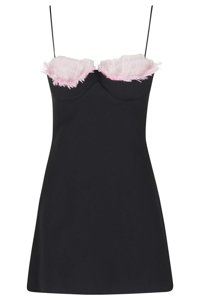 David Koma Black Mini Dress With Sweetheart Neckline