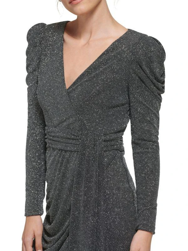 Eliza J Surplice Glitter Ruched Mini Dress 3