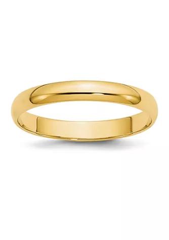 Belk & Co. Co. Womens 14K Yellow Gold 3 Millimeter Lightweight Half Round Band