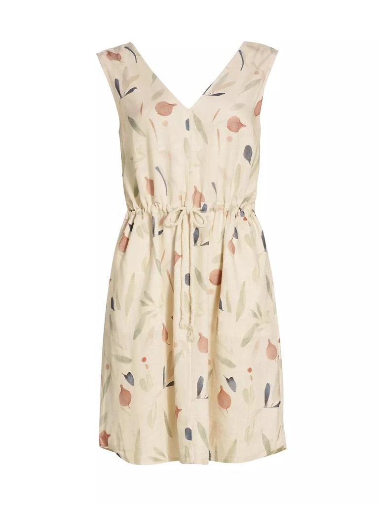 Splendid Botanical Linen-Blend Drawstring Minidress 1