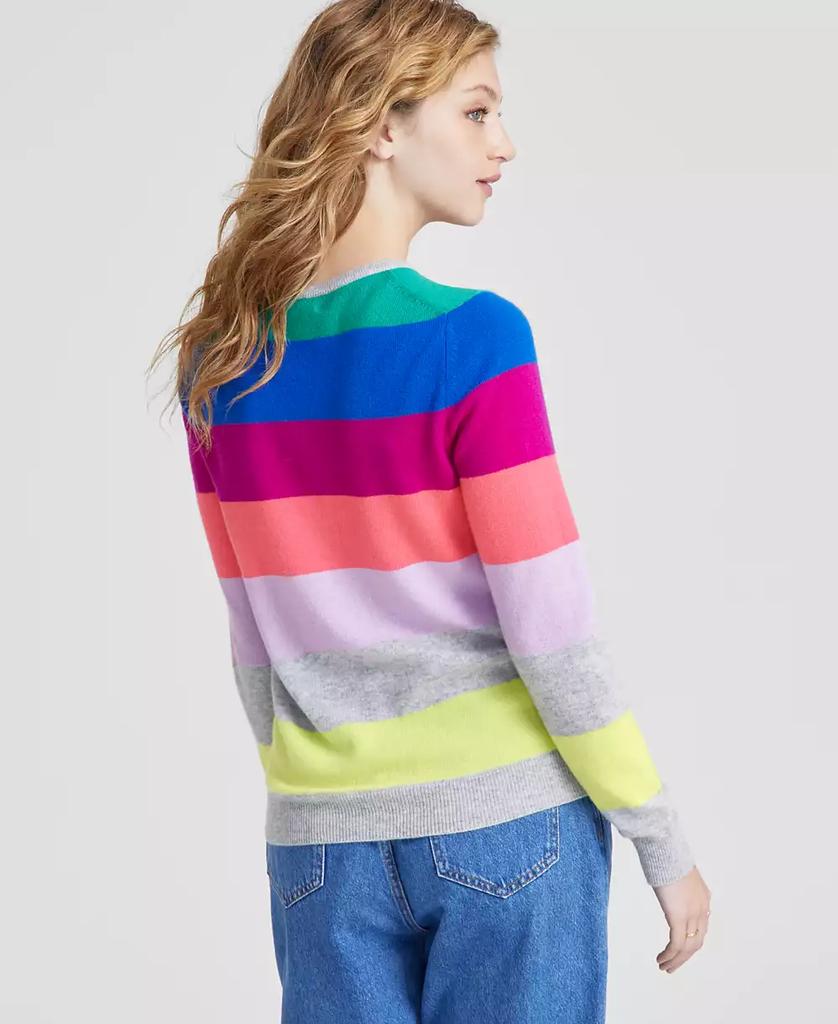 Charter Club Women's 100% Cashmere Striped Crewneck Sweater, Created for Macy's