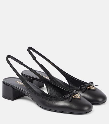 Prada Logo leather slingback pumps - High Heels - Free