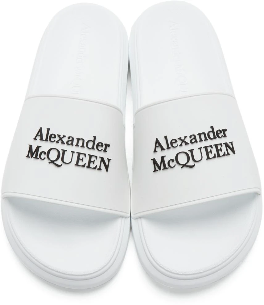 Alexander McQueen White Logo Pool Slides 5