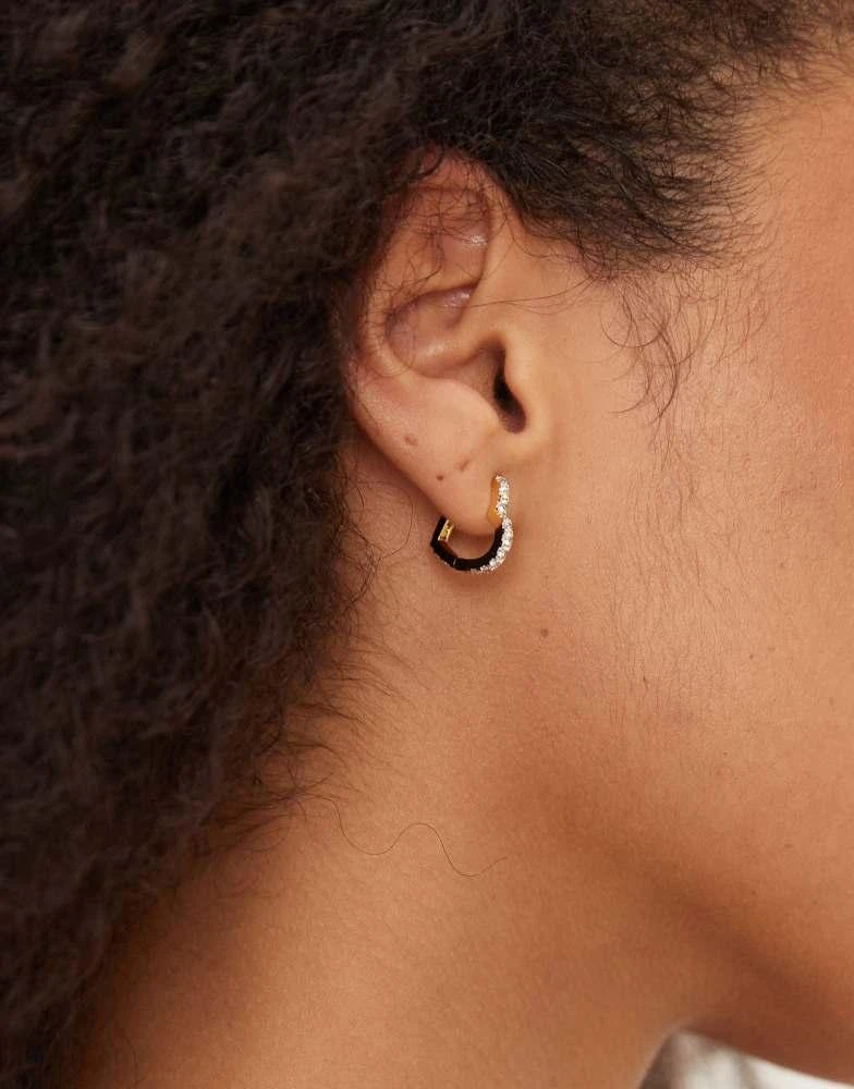 Abbott Lyon Abbott Lyon pave crystal heart hoop stainless steel earrings in 18k gold plated