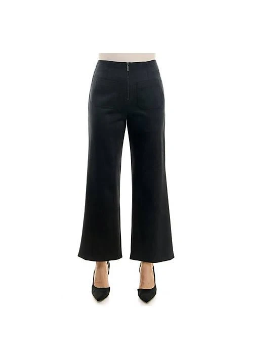 Nicole Miller Faux suede zipper front wide leg pant 1