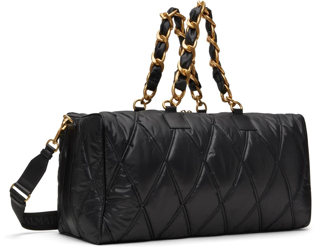 Balmain Black Quilted Nylon Diamond Travel Duffle Bag 3