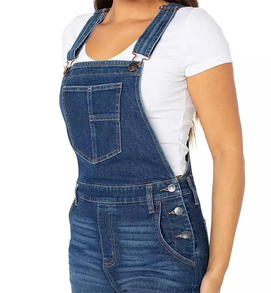 Celebrity Pink Juniors' Roll-Cuff Denim Short Overalls 4