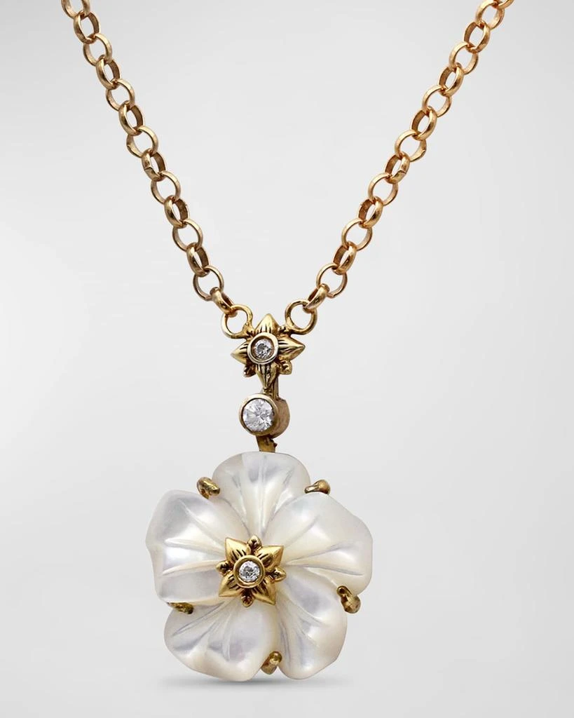 Stephen Dweck White Mother of Pearl and White Diamond Pendant Necklace in 18K Gold 2