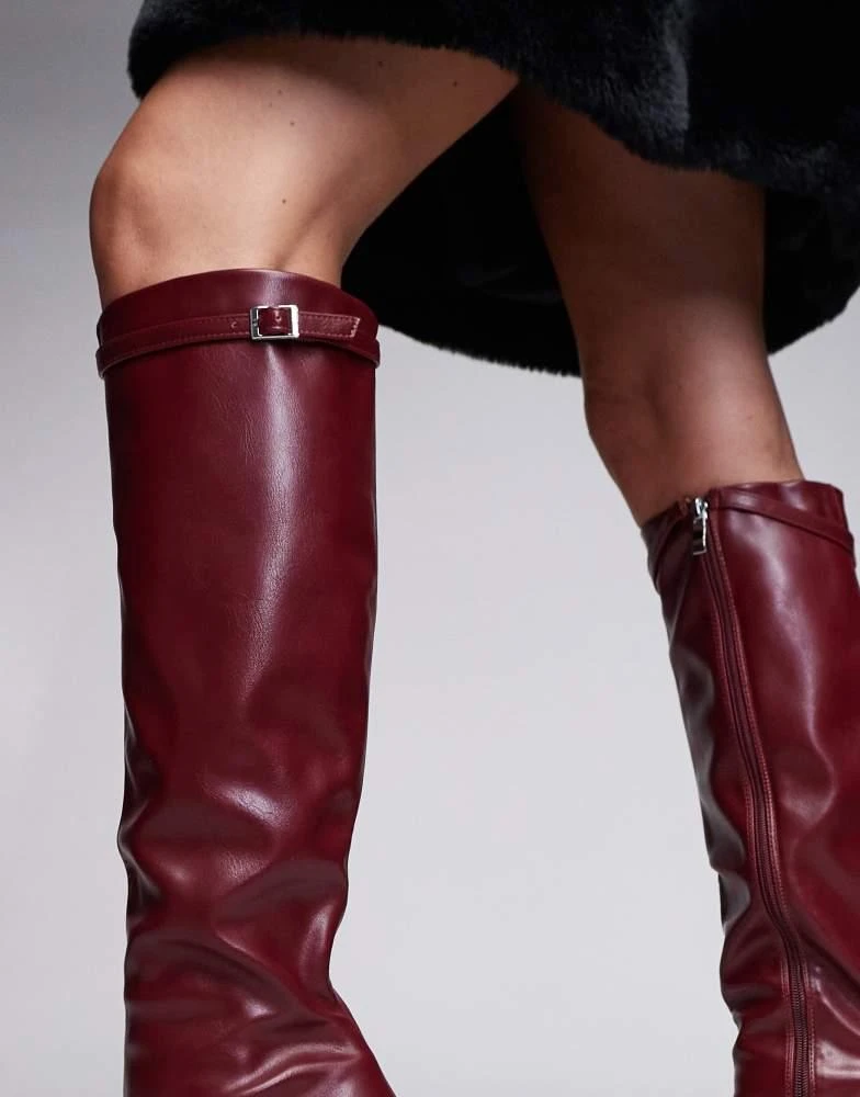 SIMMI Shoes Simmi London Palace Stilleto Pointed knee boot in Red 4