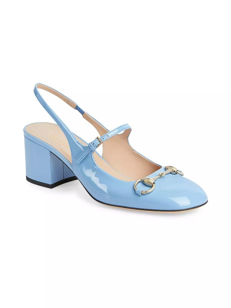 Gucci Horsebit 42MM Patent Leather Slingback Pumps 2