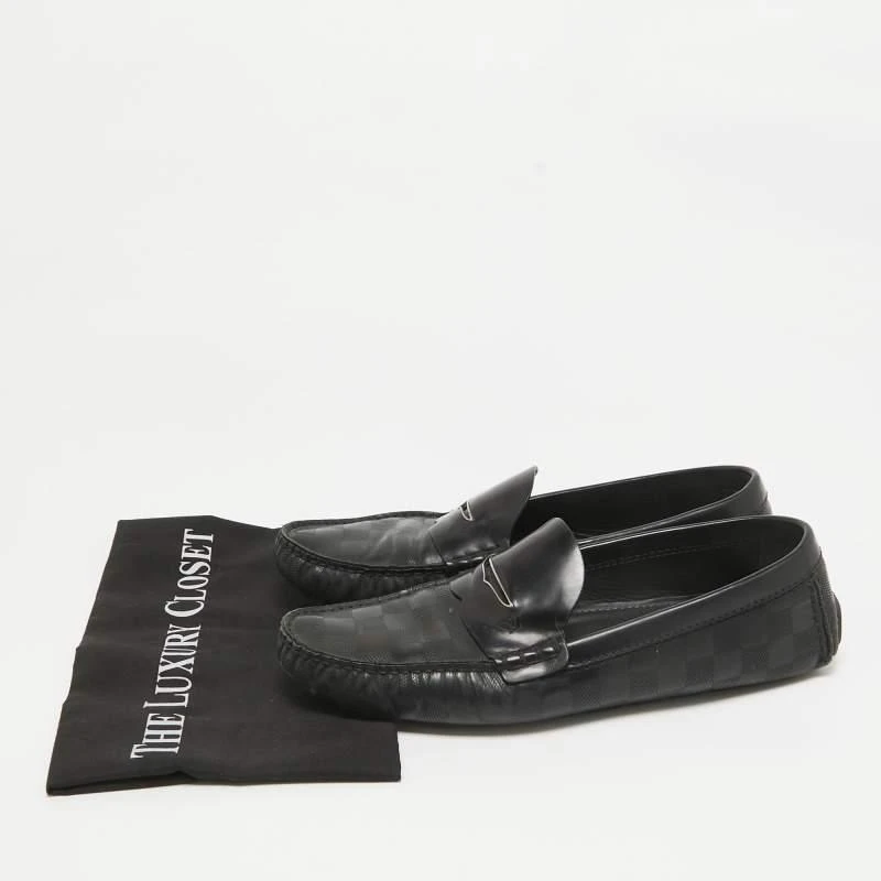 Louis Vuitton Louis Vuitton Black Damier Embossed Leather Outline Loafers Size 42.5 8