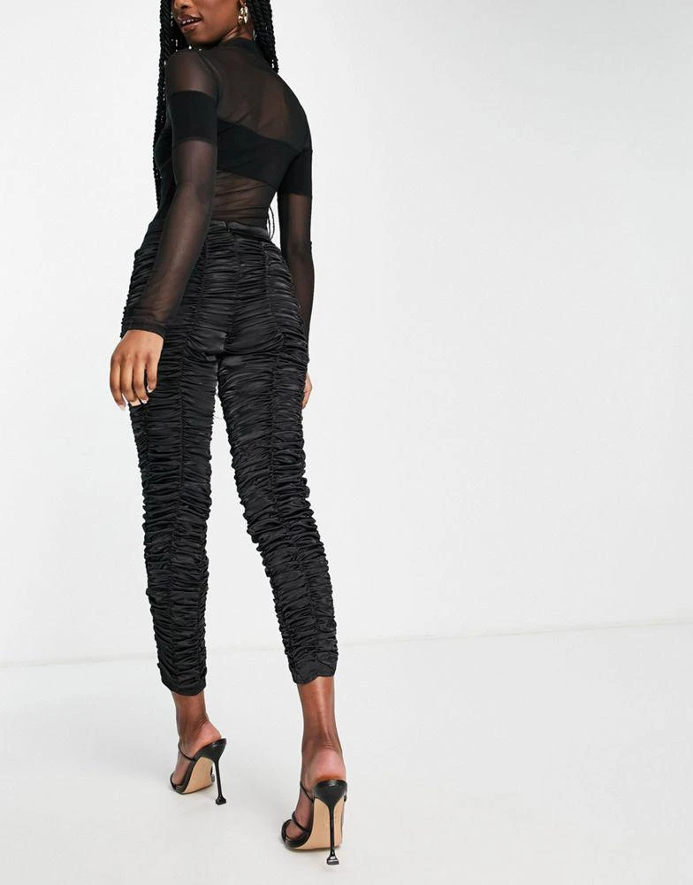 AsYou ASYOU ruched satin trousers in black 3