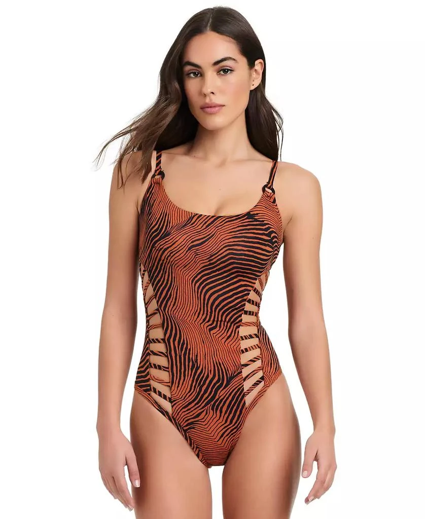 Red Carter Women's Printed Side Cut Out One-Piece Swimsuit 1