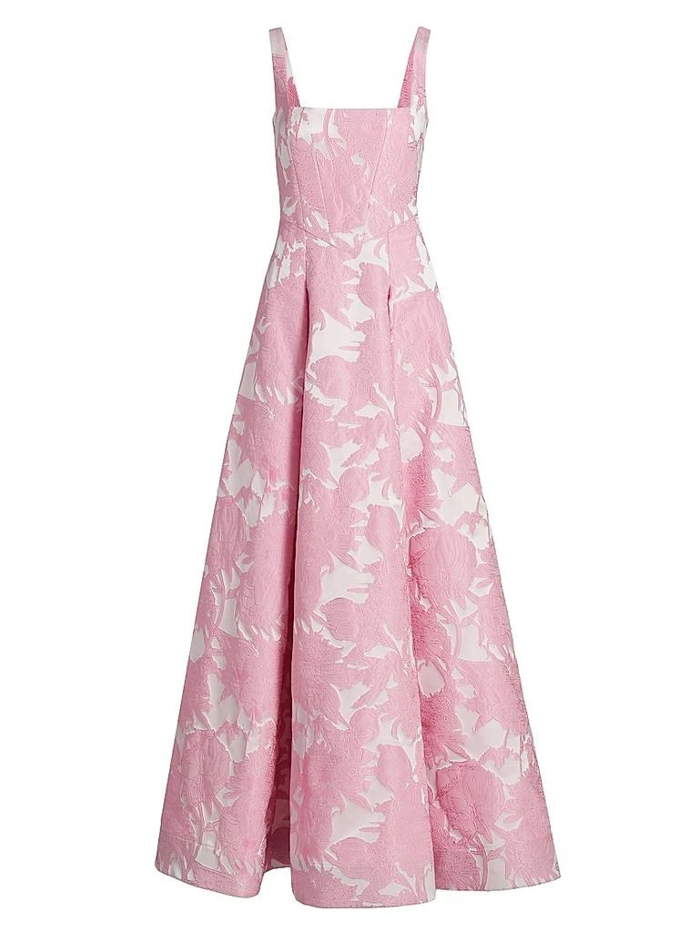 Theia Soleil Basque Waist Jacquard Gown 1