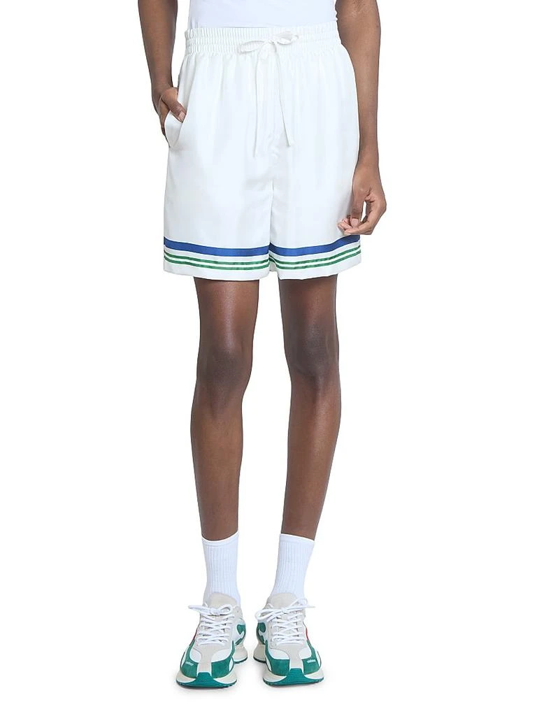 Casablanca Tennis Ball Striped Silk Shorts 3
