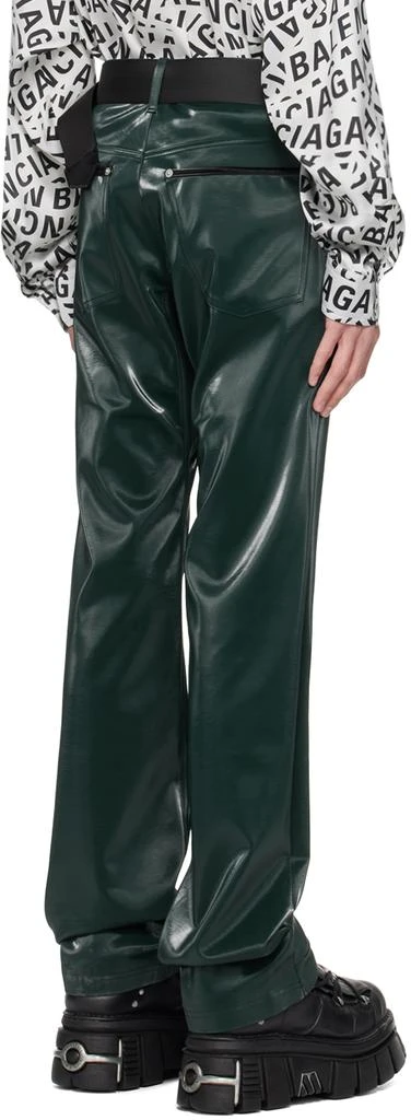 99%IS- Green 'ATT1%TUDE' Always Glossy Faux-Leather Trousers 3