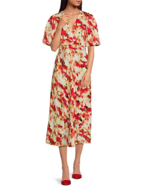DKNY V Neck Midi A Line Dress 1