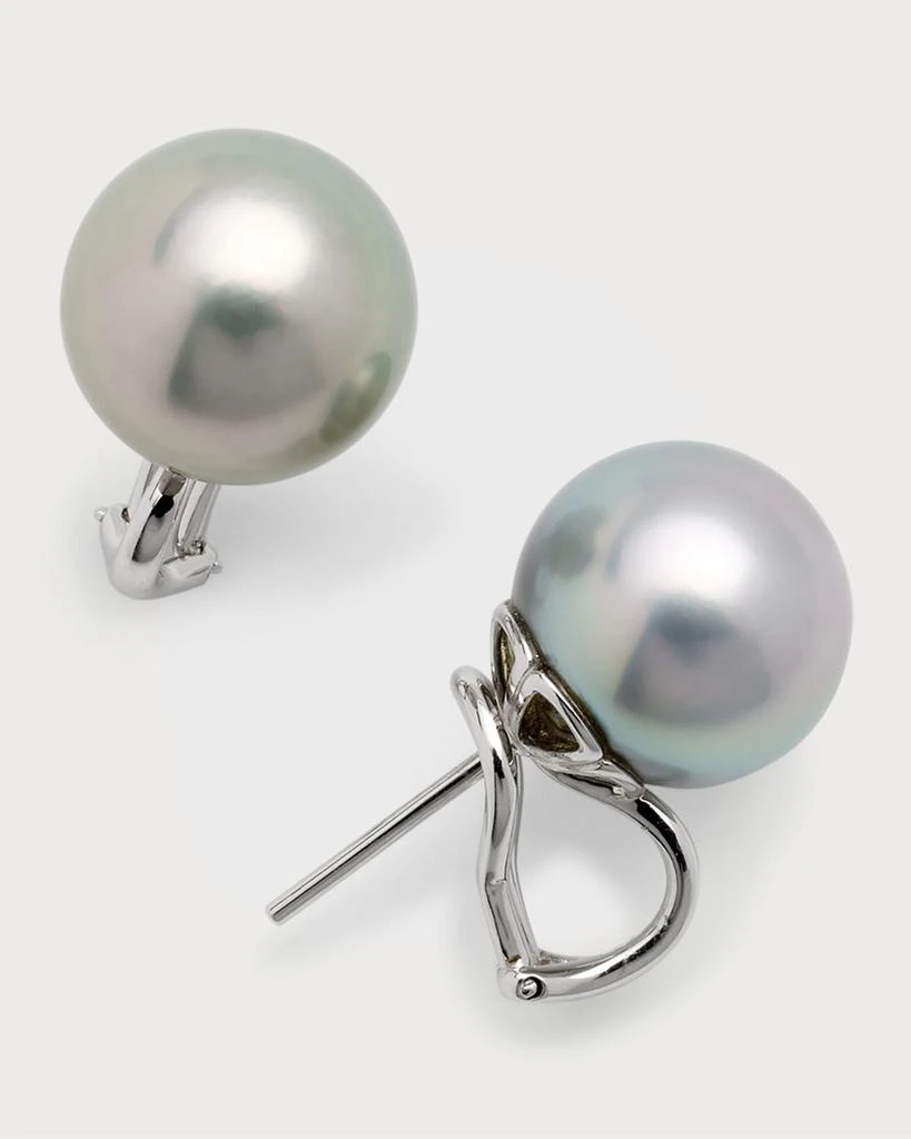 BELPEARL 18k White Gold Tahitian Pearl Earrings 3