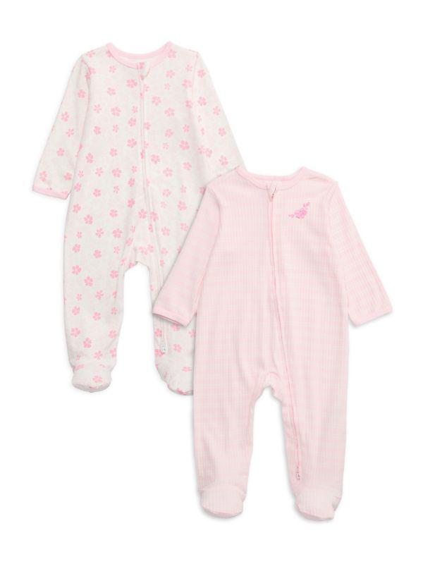 Little Me Baby Girl's 2-Pack Petals Print Footies