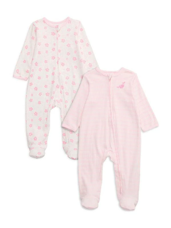 Little Me Baby Girl's 2-Pack Petals Print Footies 1
