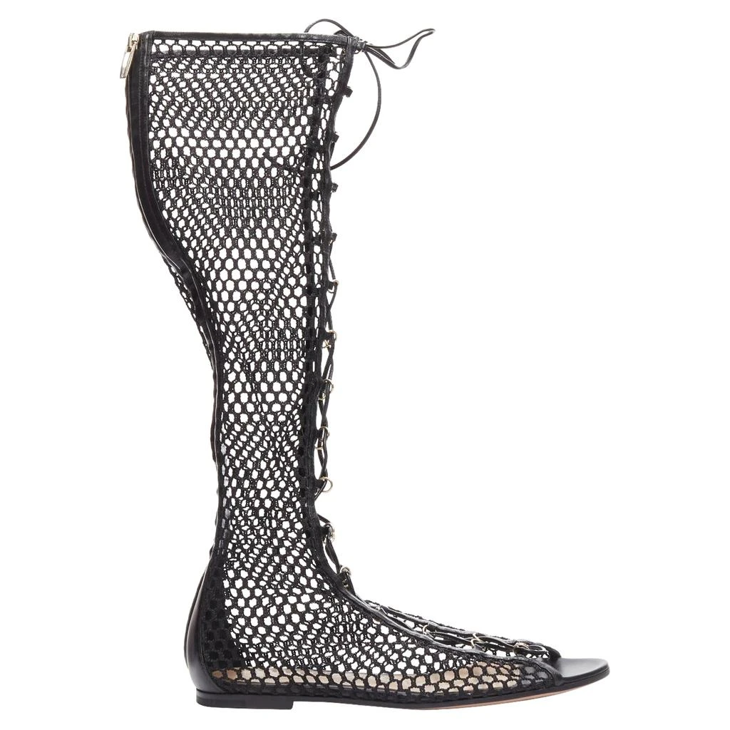 Gianvito Rossi Helena crochet mesh rings lace up sandals 1