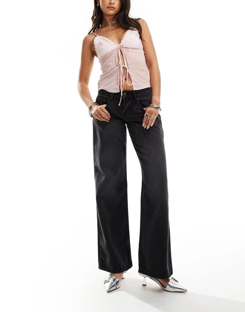 Motel Motel low rise parallel leg jeans in washed black grey 1