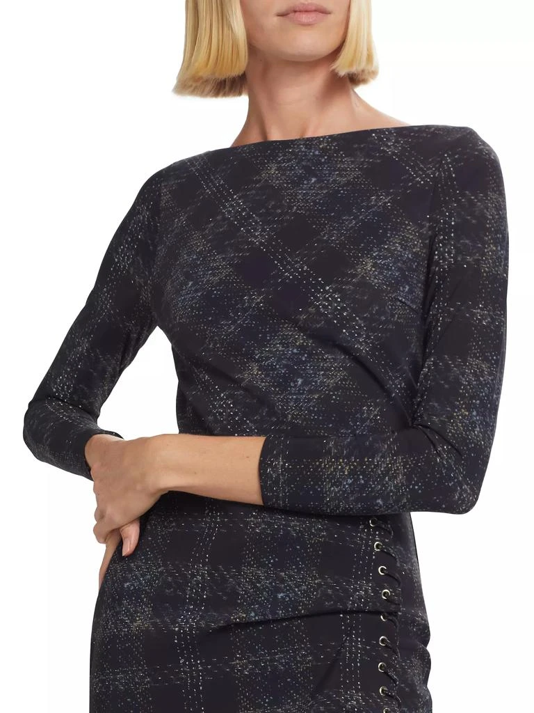 Chiara Boni Adlia Plaid Body-Con Midi-Dress 6