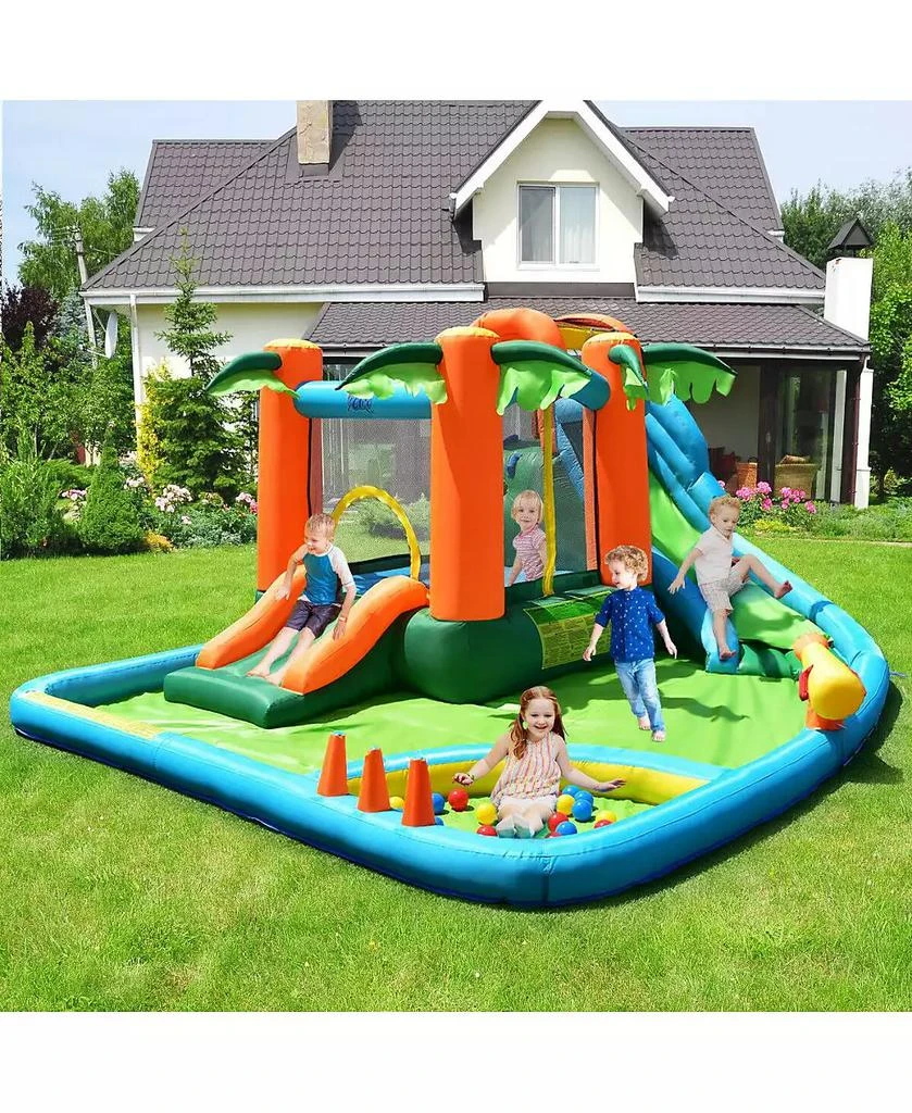 Gymax Inflatable Bounce House Jump Bouncer Kids Water Park Splash Play Center w/Blower 2