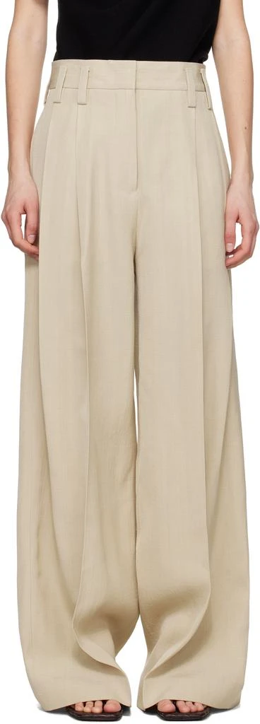 Jil Sander Beige Voluminous Pleated Trousers 1