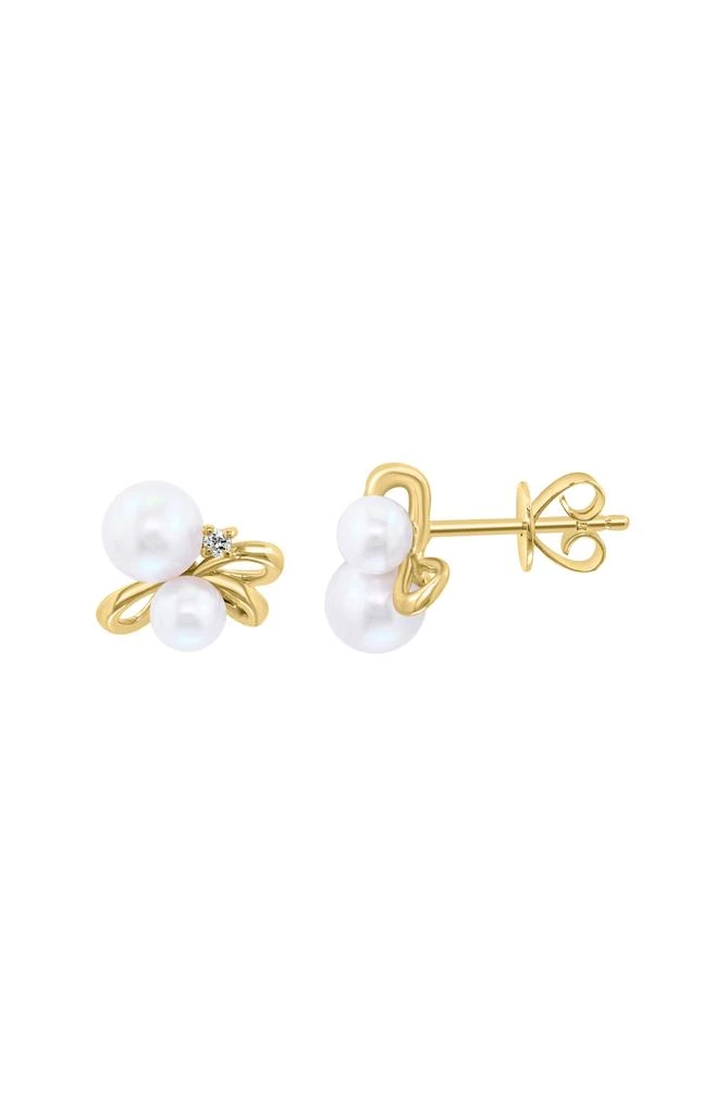 Effy 14K Yellow Gold Diamond 
Freshwater Pearl Stud Earrings